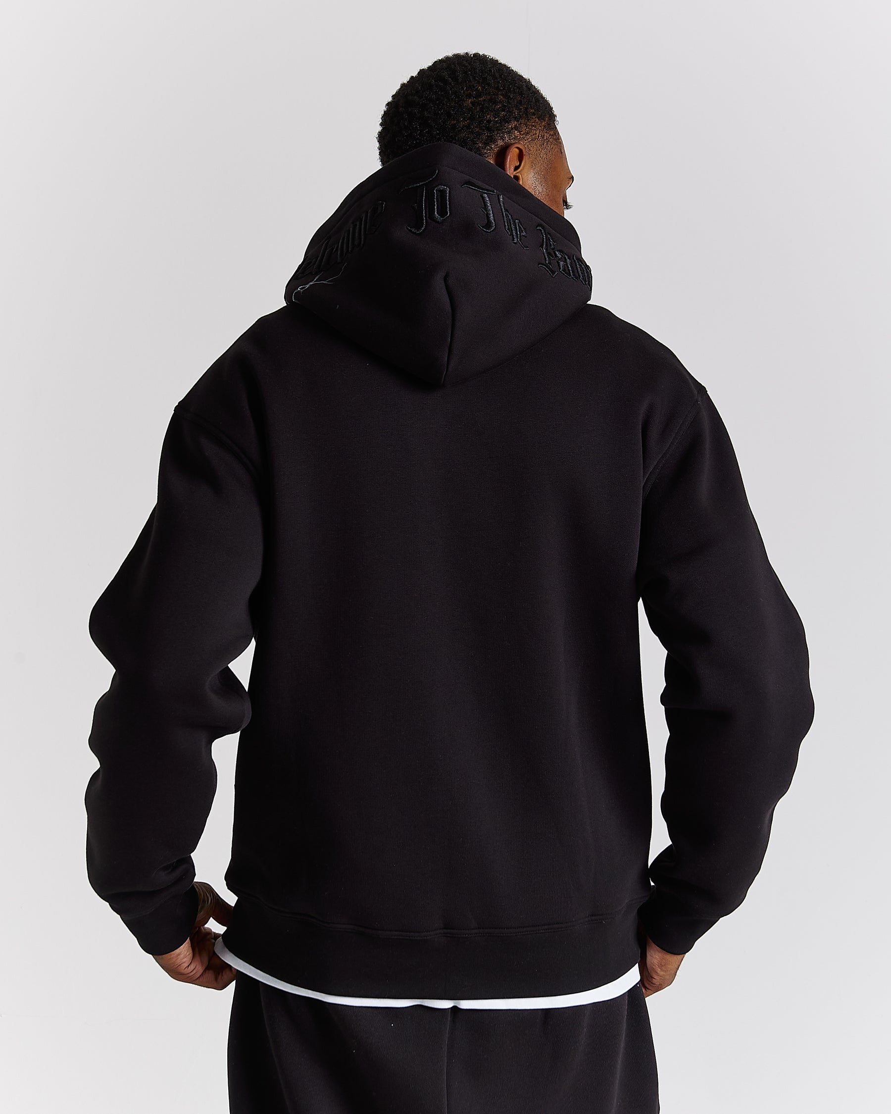 Dark Oversized Zip Hoodie - Black/White