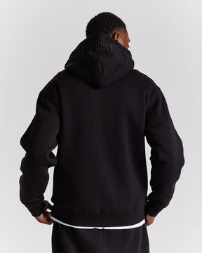 Dark Oversized Zip Hoodie - Black/White