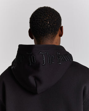 Dark Oversized Zip Hoodie - Black/White