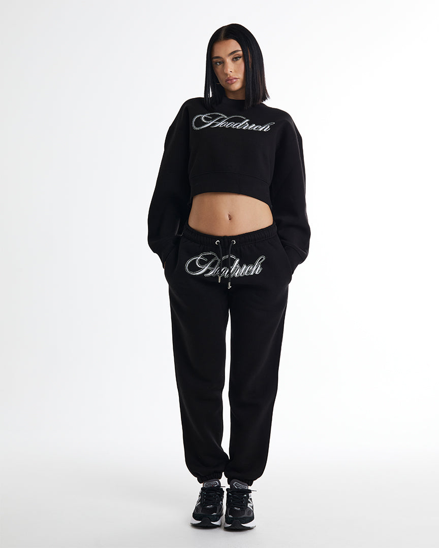 Black cropped sweatshirt best sale