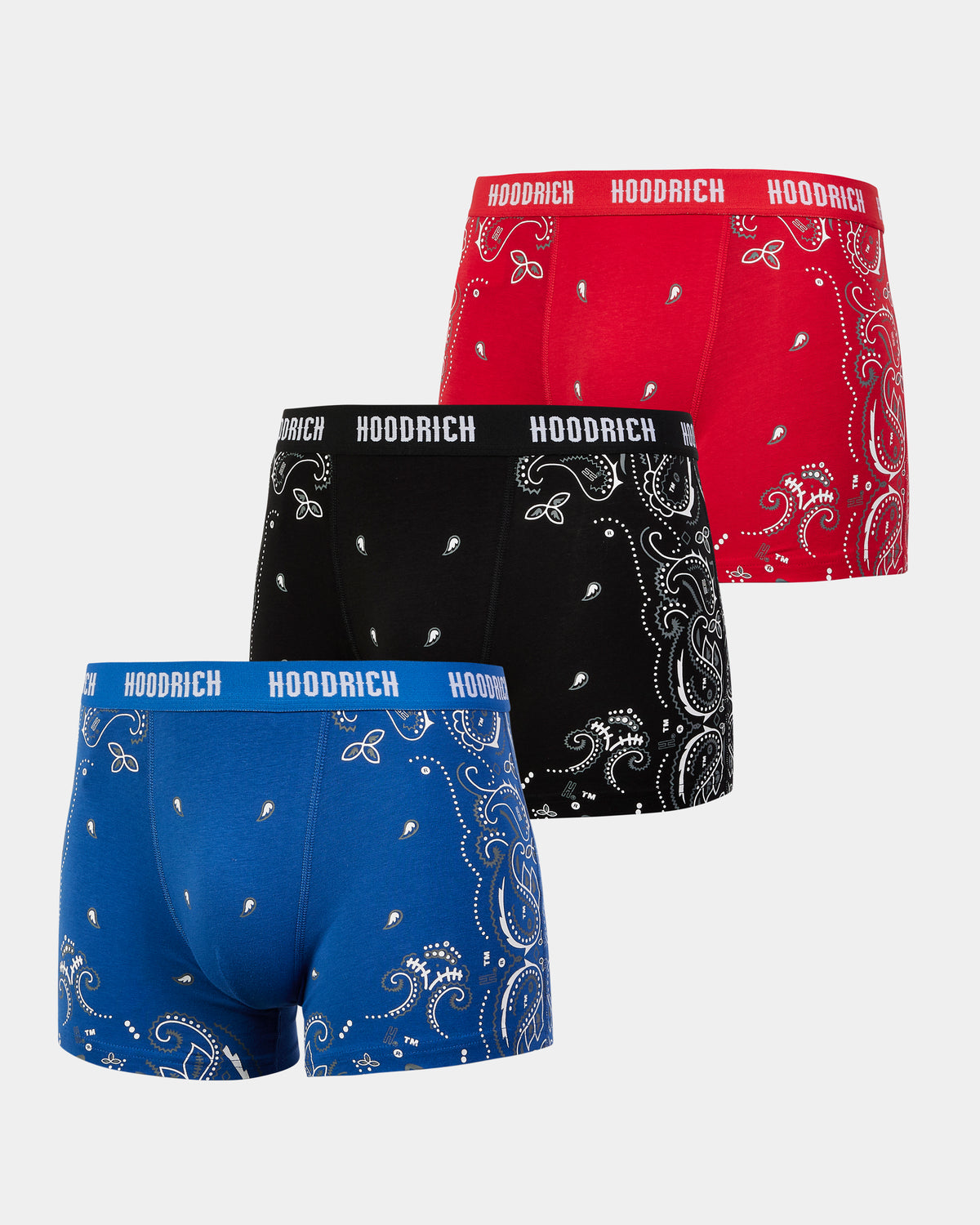 Motif 3 Pack Boxers - Black/Red/Blue