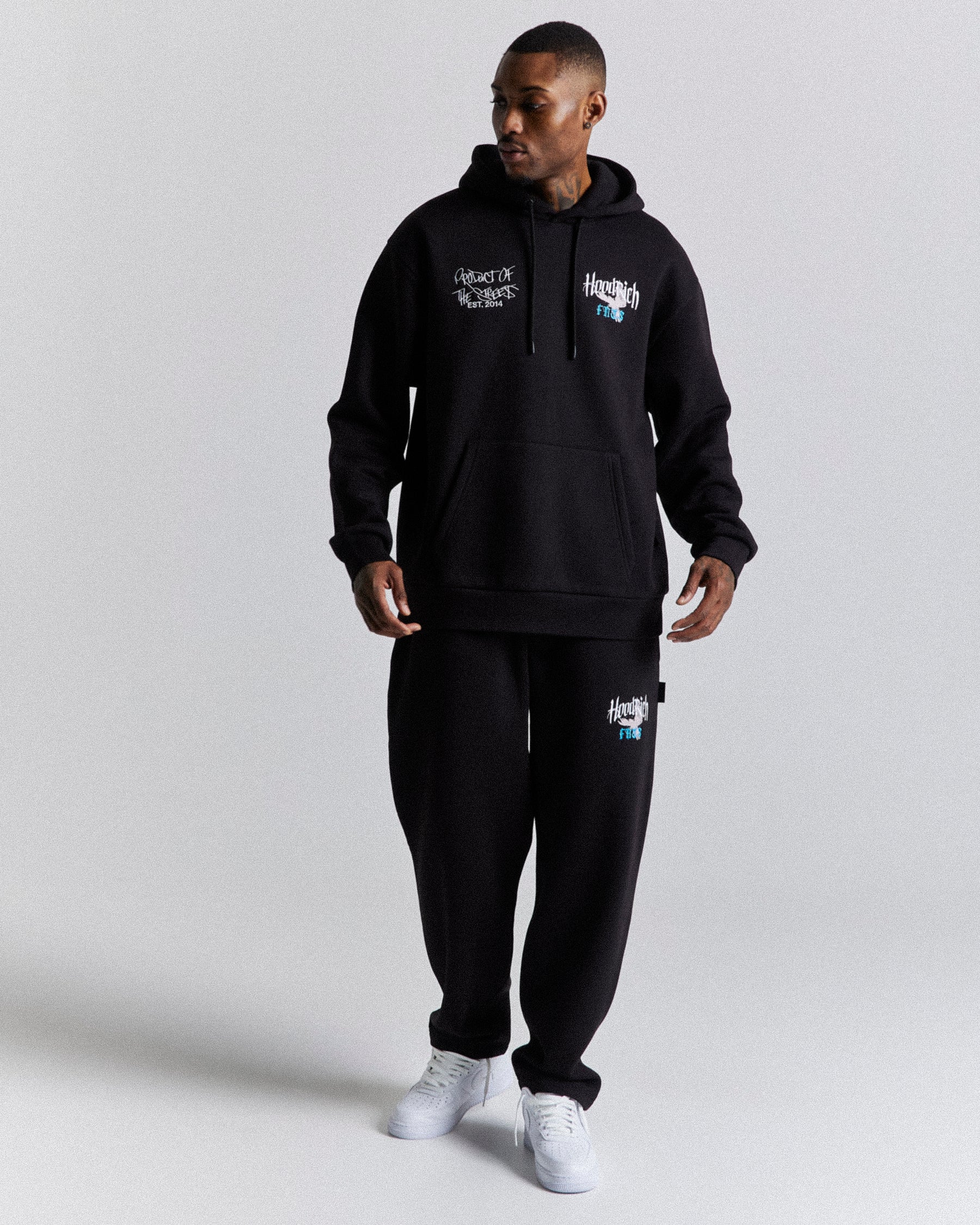 Rise Oversized Joggers - Black/White/Blue