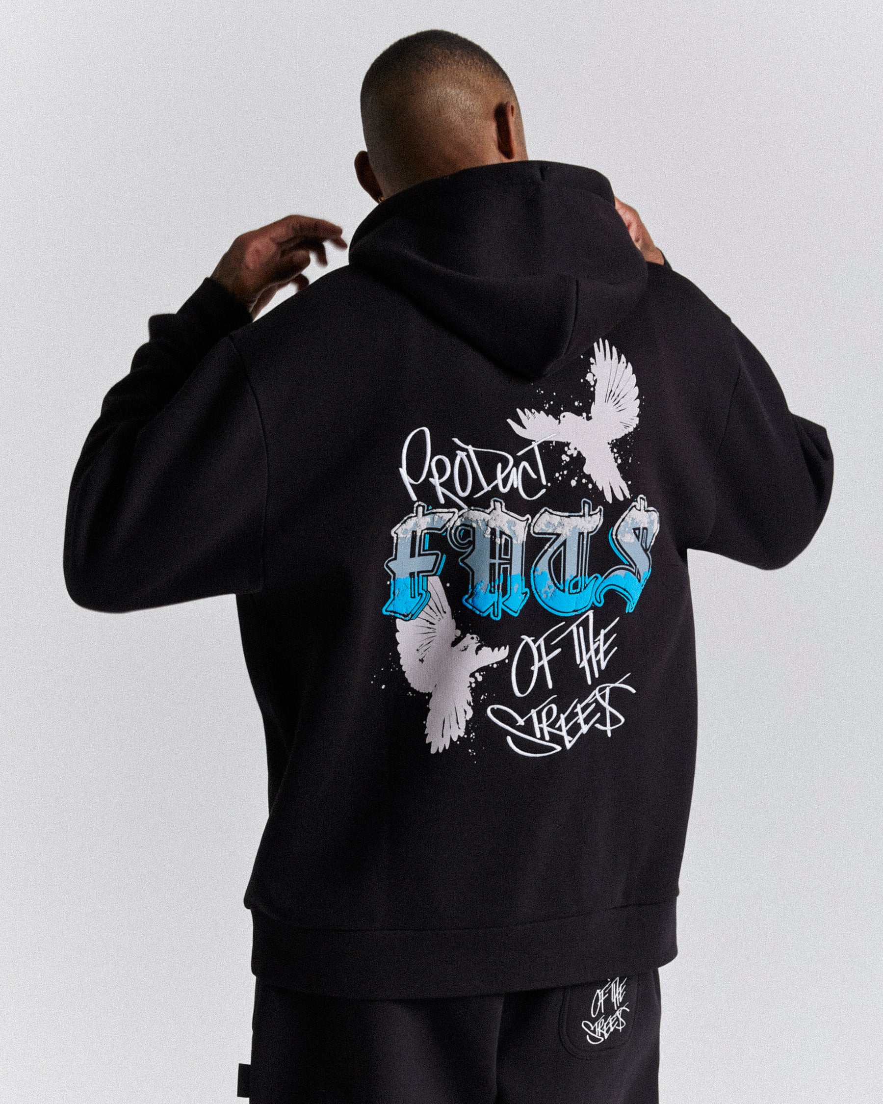 Rise Oversized Hoodie - Black/White/Blue