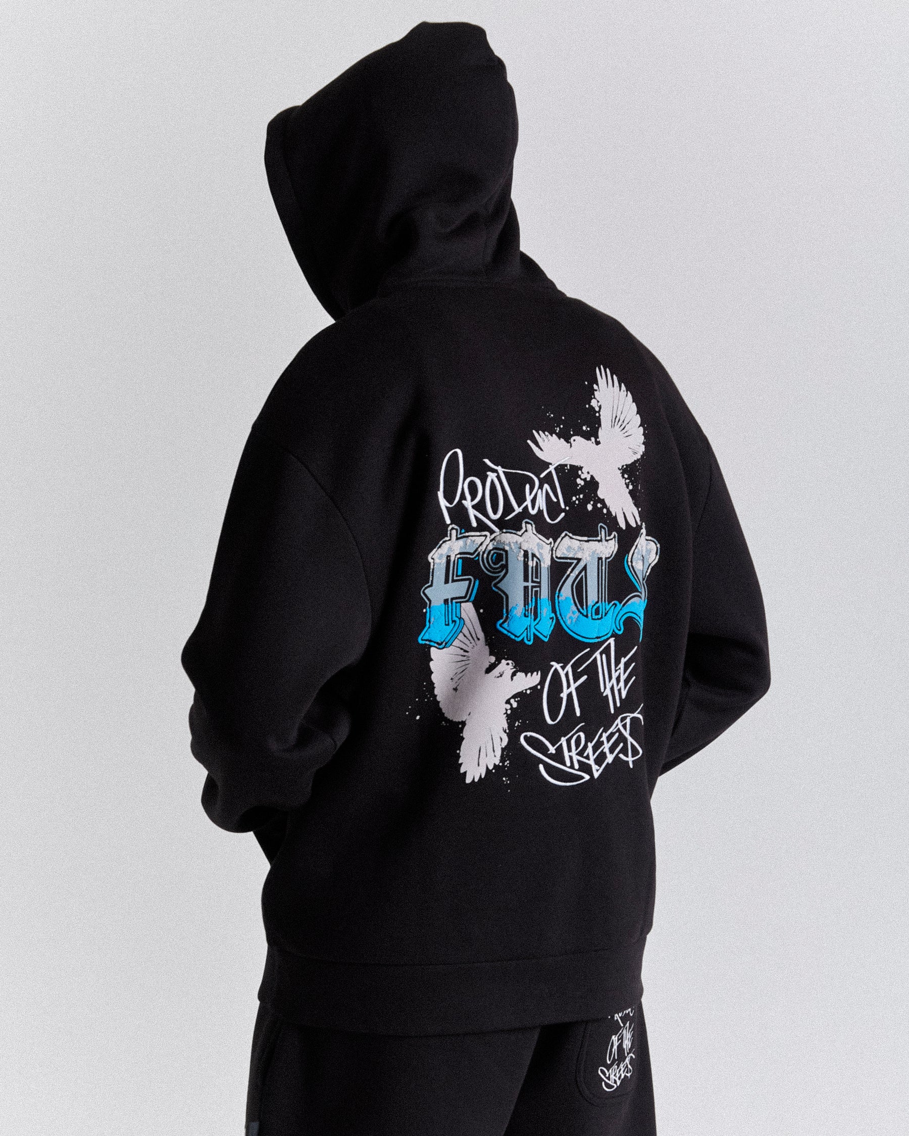 Rise Oversized Hoodie - Black/White/Blue