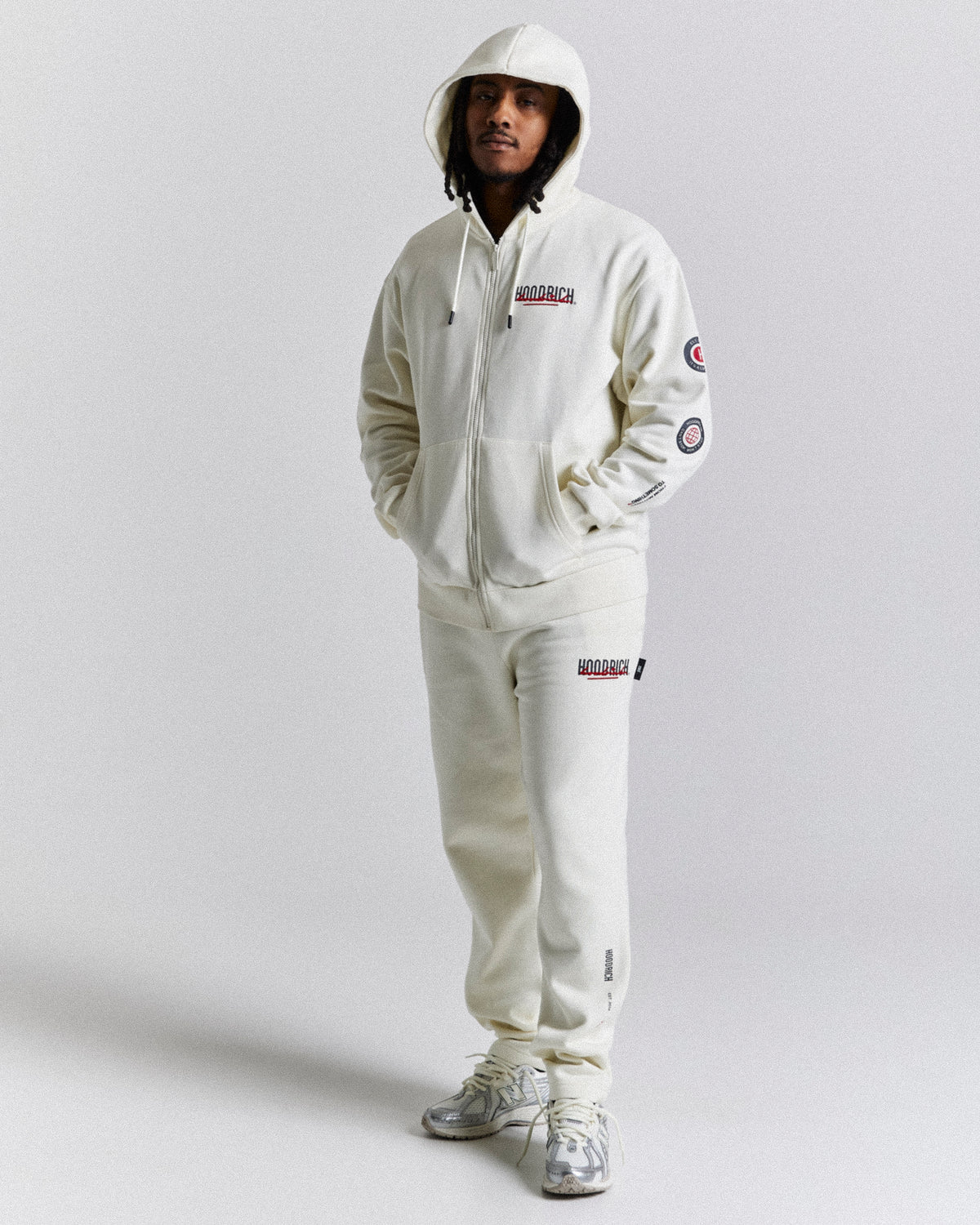 Φούτερ με φερμουάρ Fusion - Off White/Γκρι/Κόκκινο