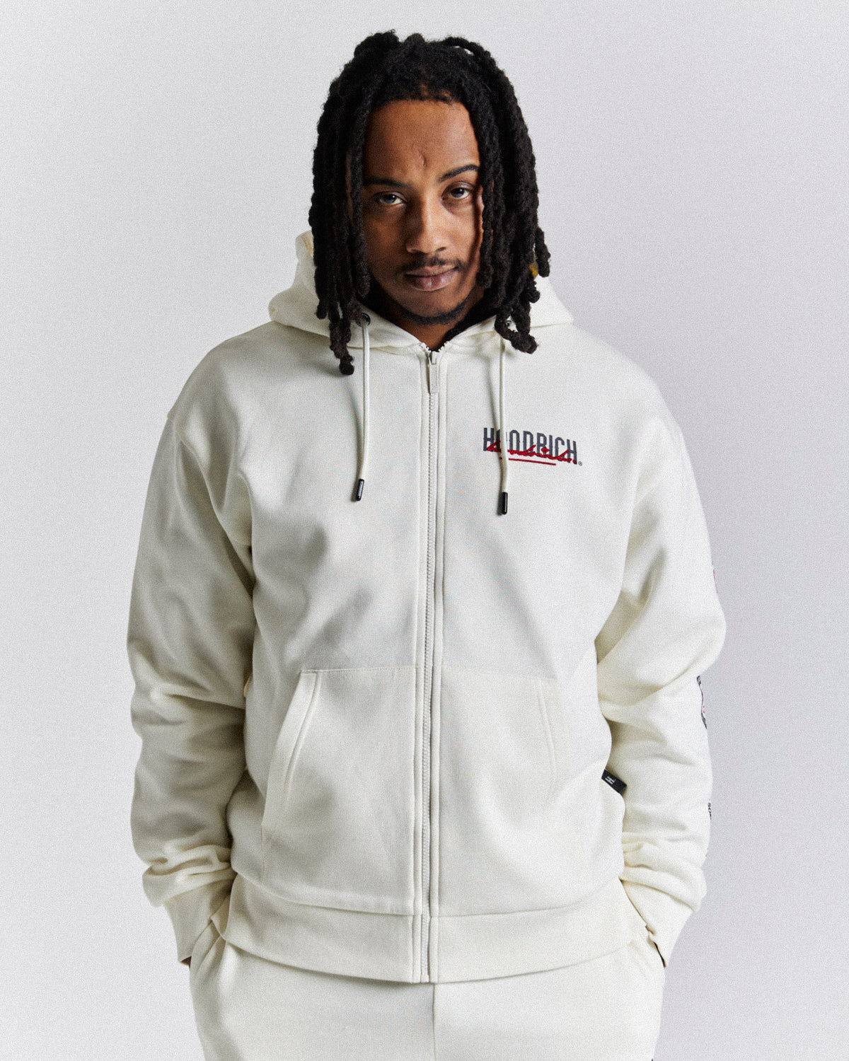 Φούτερ με φερμουάρ Fusion - Off White/Γκρι/Κόκκινο