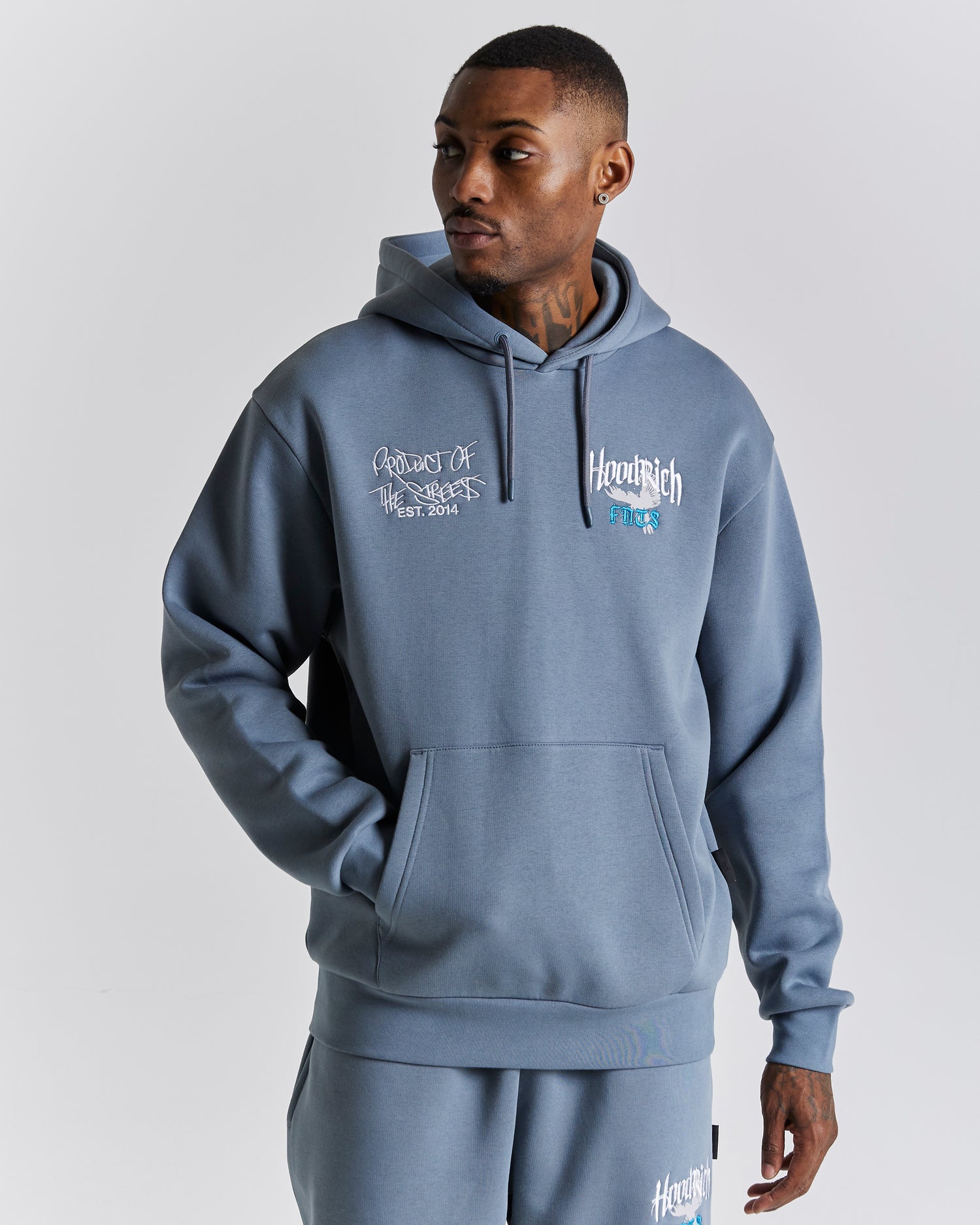 Rise Oversized Hoodie - Grey/White/Blue