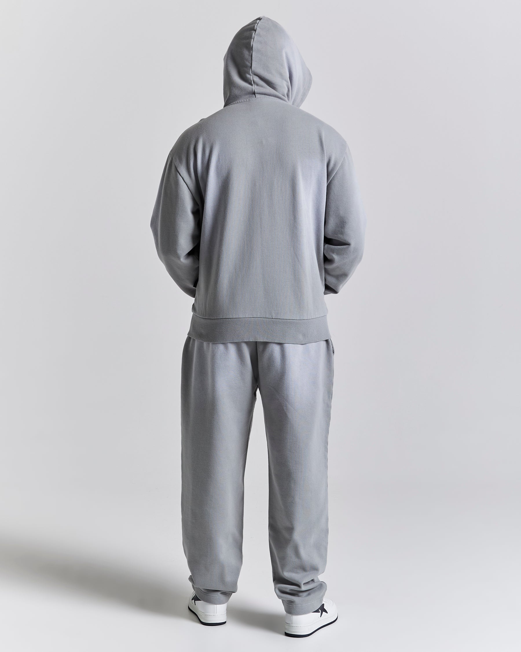 Ember Oversized Zip Hoodie - Grey/White