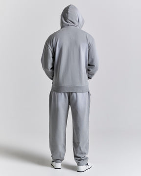 Ember Oversized Zip Hoodie - Grey/White