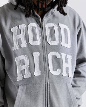 Ember Oversized Zip Hoodie - Grey/White