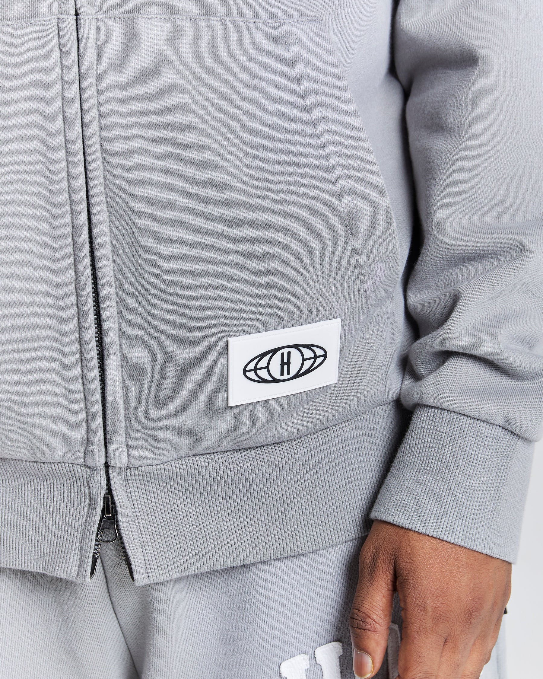 Ember Oversized Zip Hoodie - Grey/White