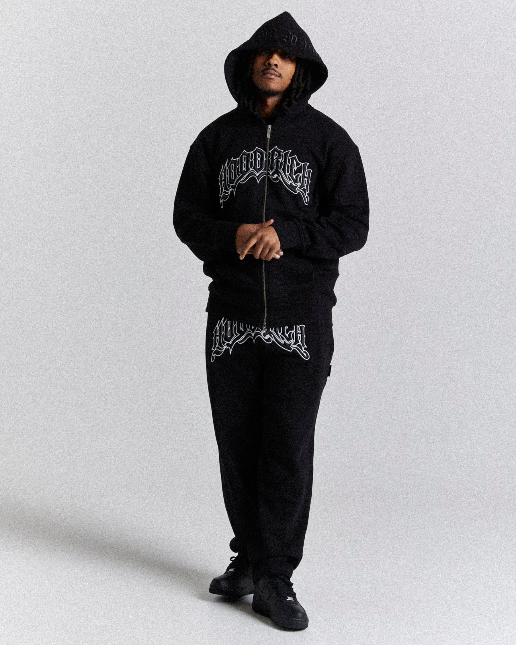 Ritual Oversized Zip Hoodie - Black/White