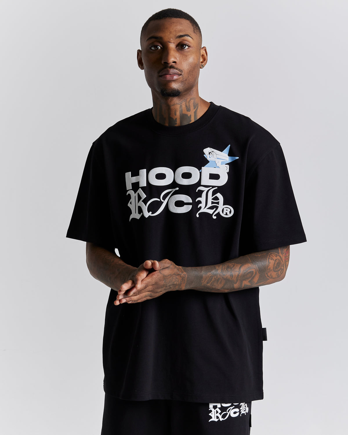 Surveillance Oversized T-Shirt - Μαύρο/Λευκό/Μπλε