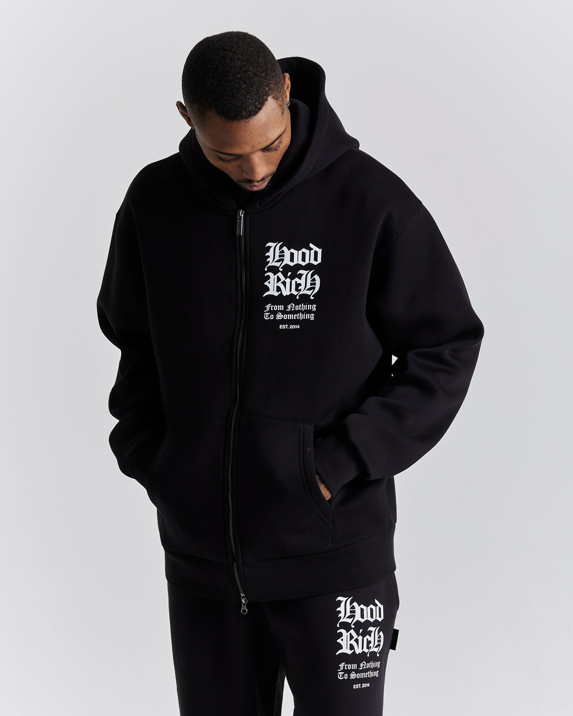 Asphalt Oversized Zip Hoodie - Black/White