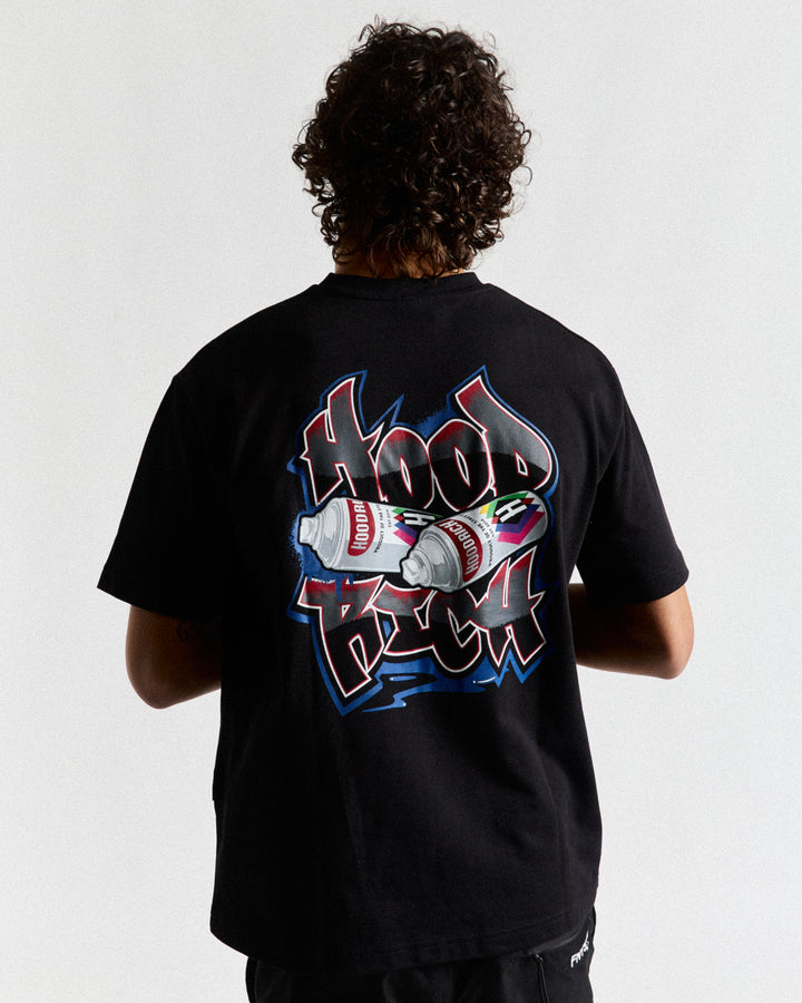 Graffiti Spray T-Shirt - Black/Blue/Red