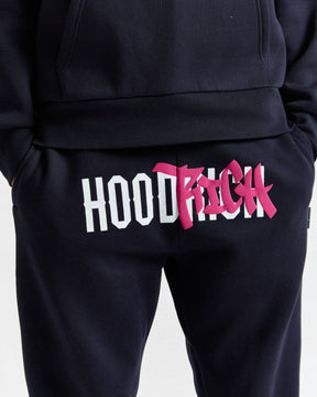 Graffiti Joggers - Navy/White/Pink