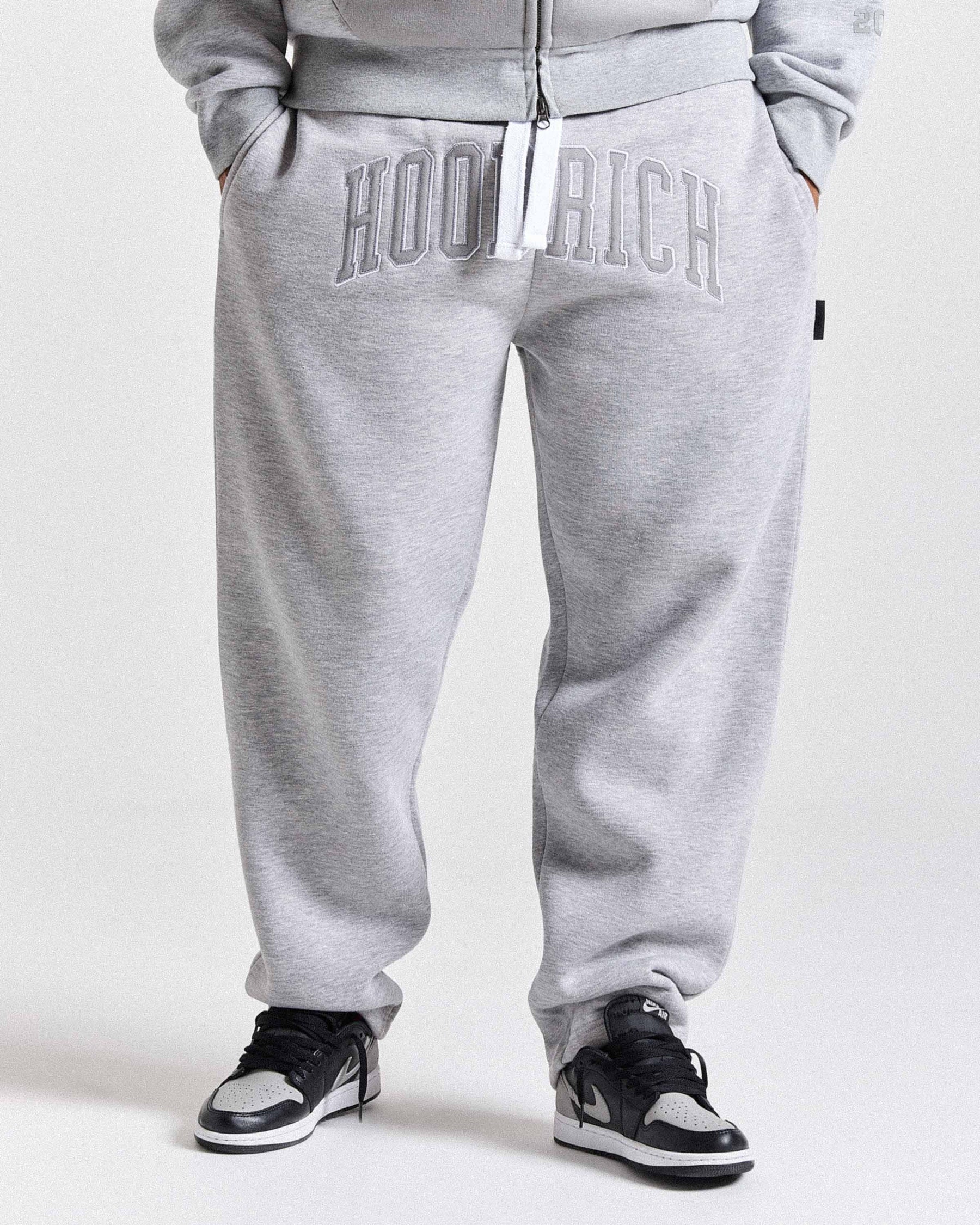 Varsite Oversized Wide Leg Joggers - Grey/White