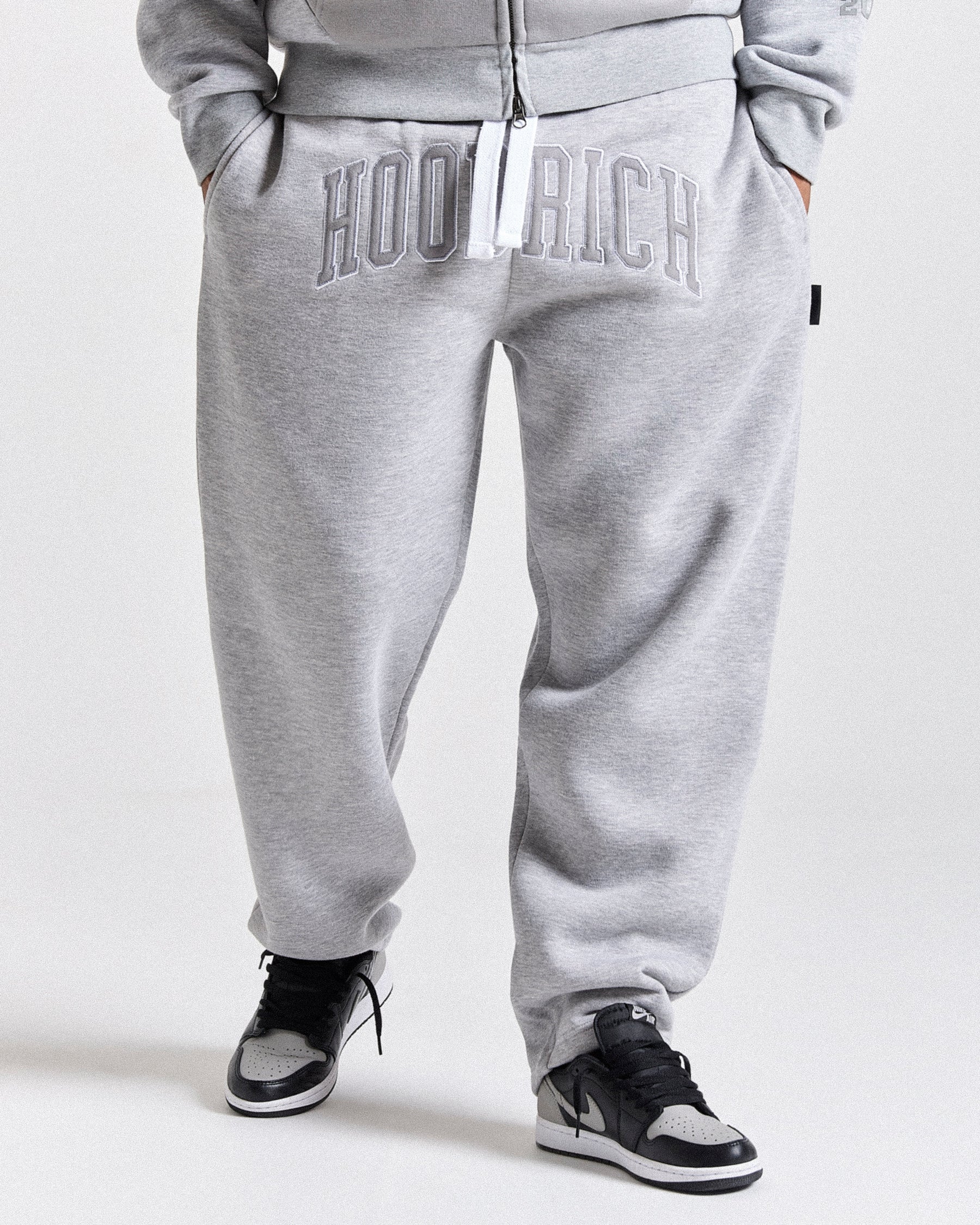 Varsite Oversized Wide Leg Joggers - Grey/White