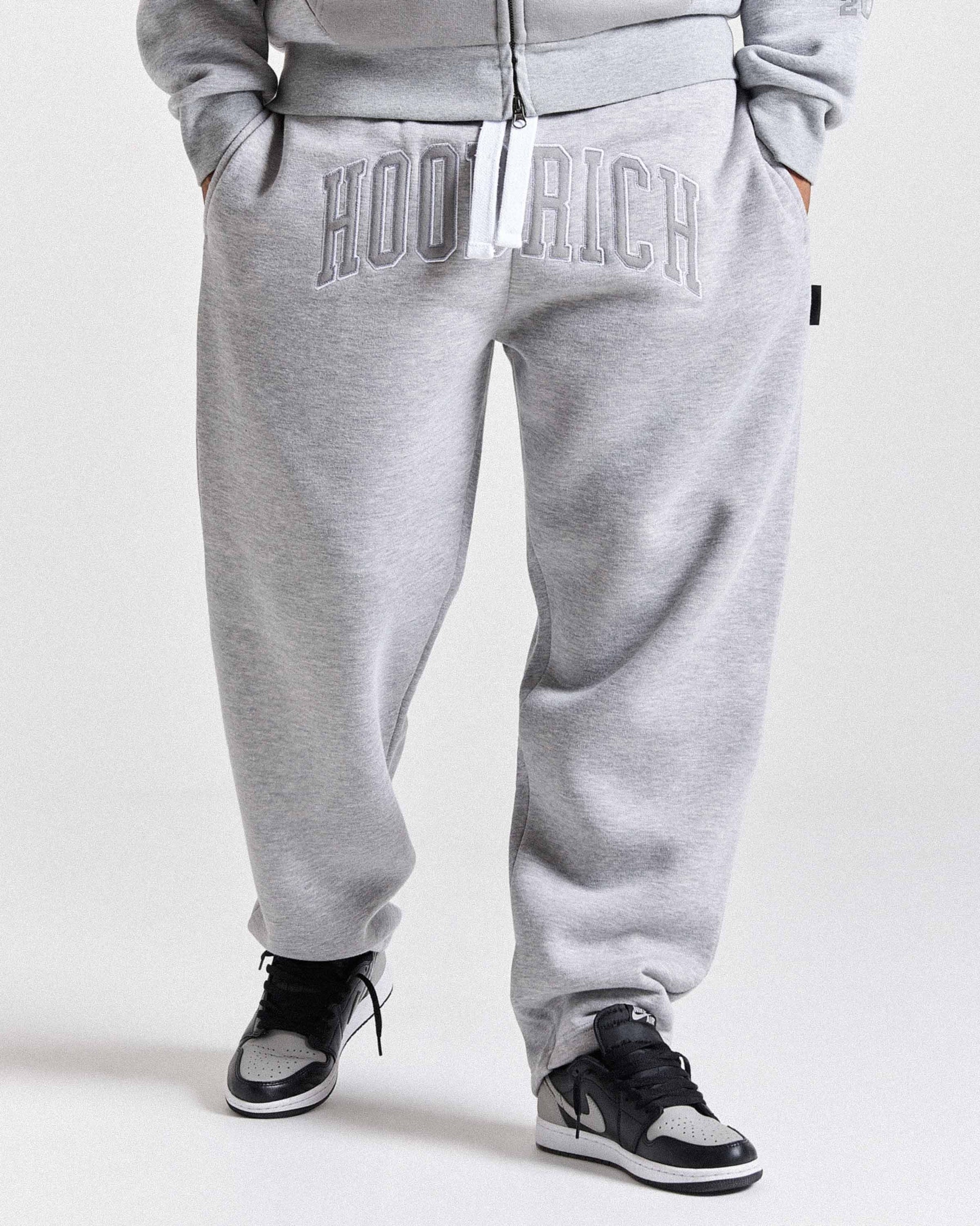Varsite Oversized Wide Leg Joggers - Grey/White