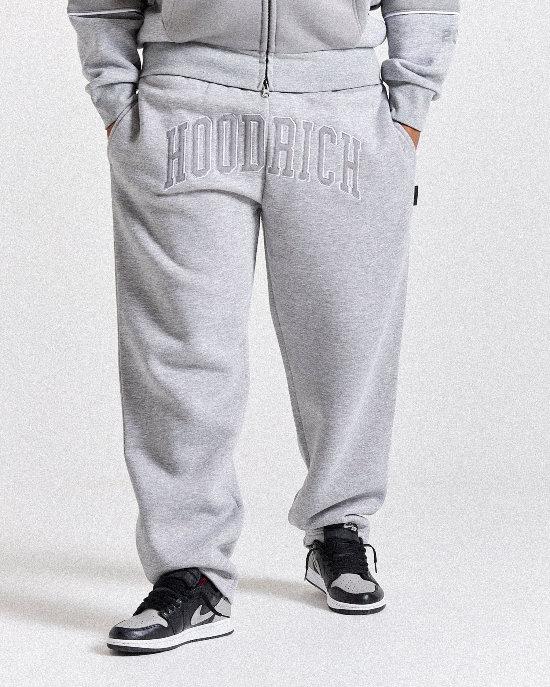 Varsite Oversized Wide Leg Joggers - Grey/White