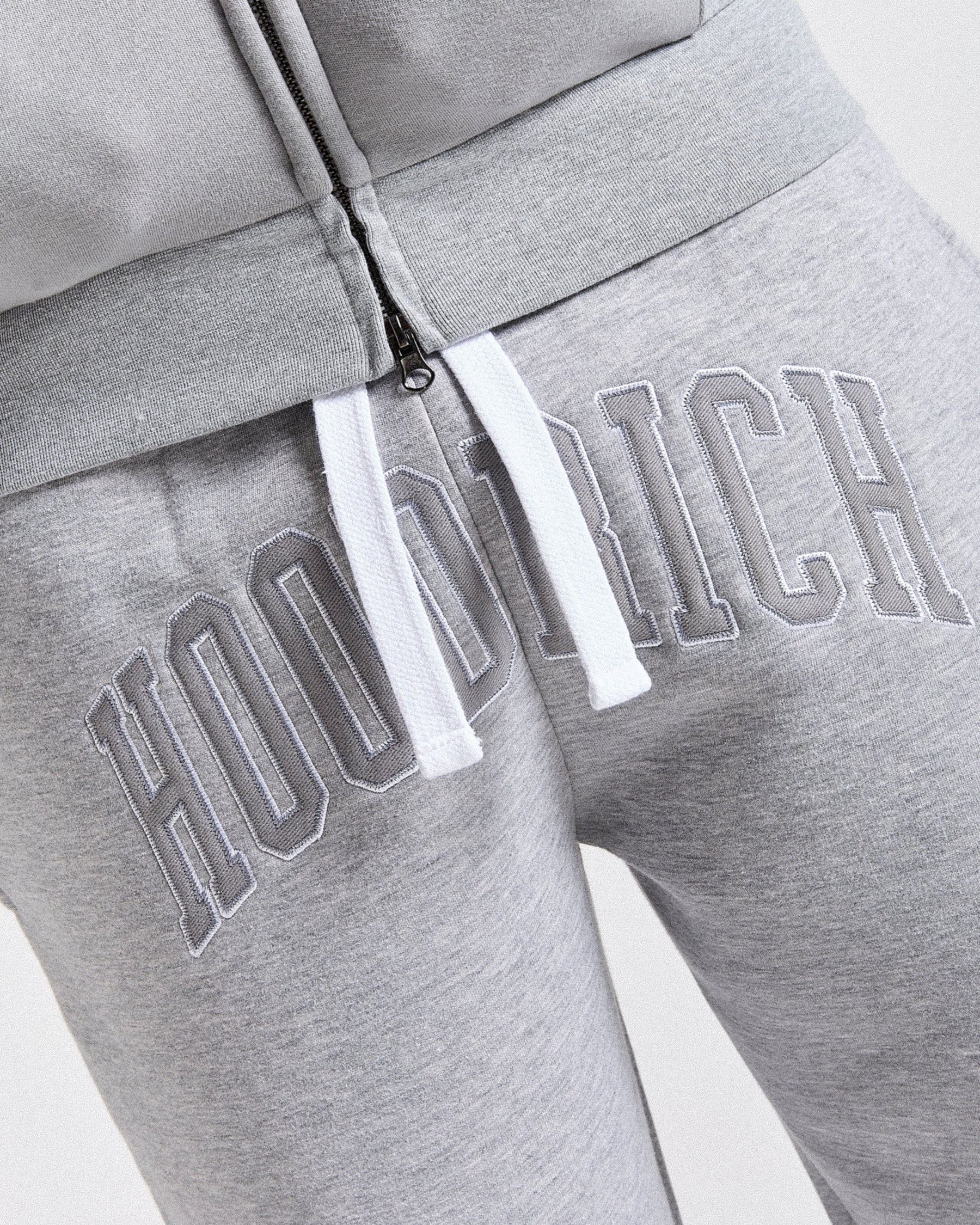 Varsite Oversized Wide Leg Joggers - Grey/White