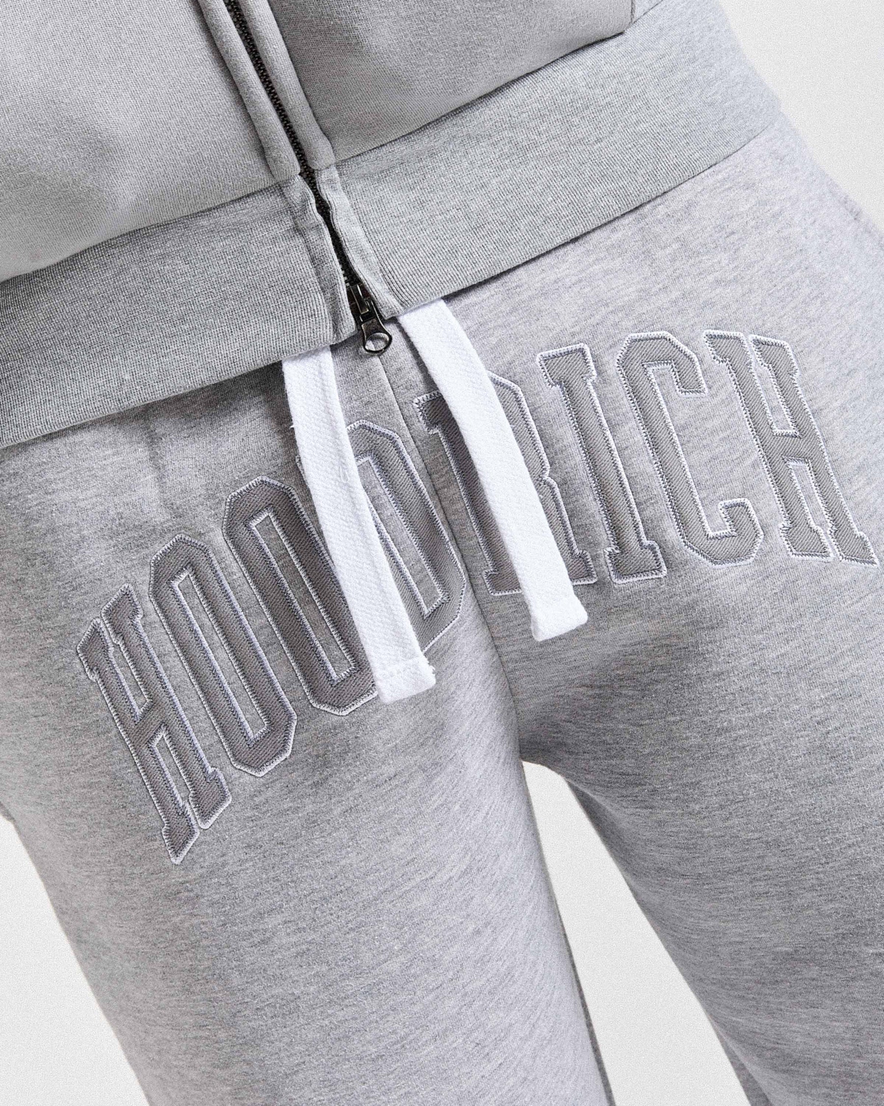 Varsite Oversized Wide Leg Joggers - Grey/White