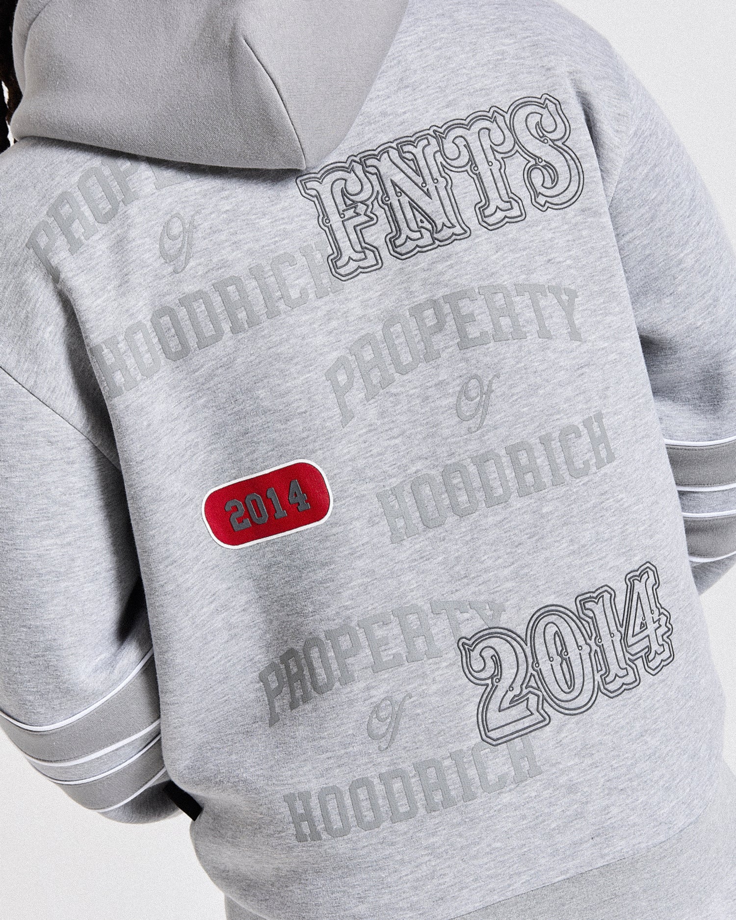 Varsite Oversized Zip Hoodie - Grey/White