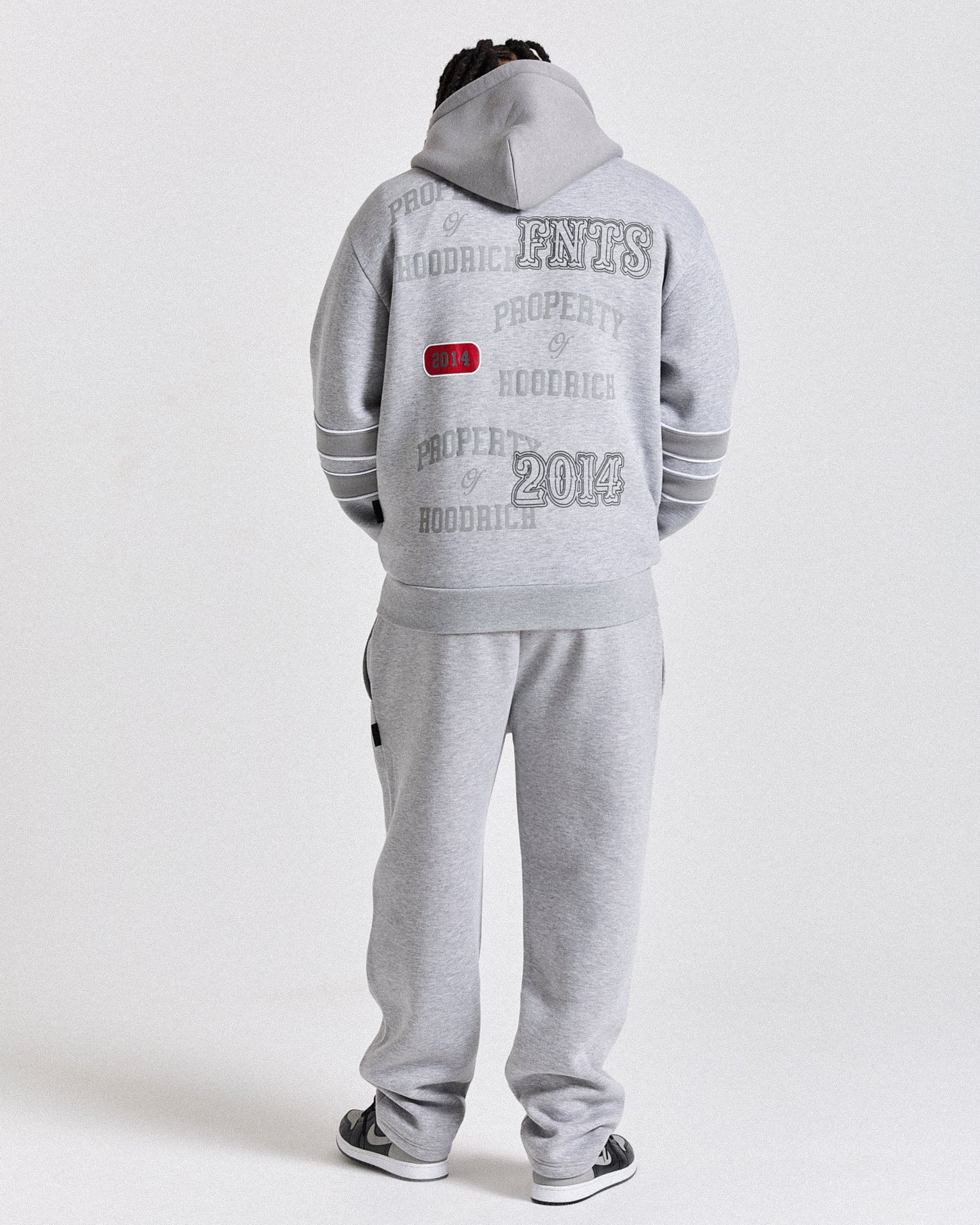 Varsite Oversized Zip Hoodie - Grey/White