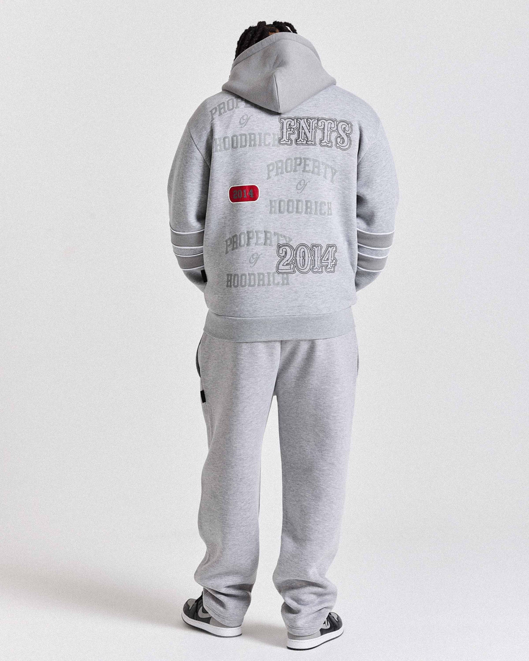 Varsite Oversized Wide Leg Joggers - Grey/White