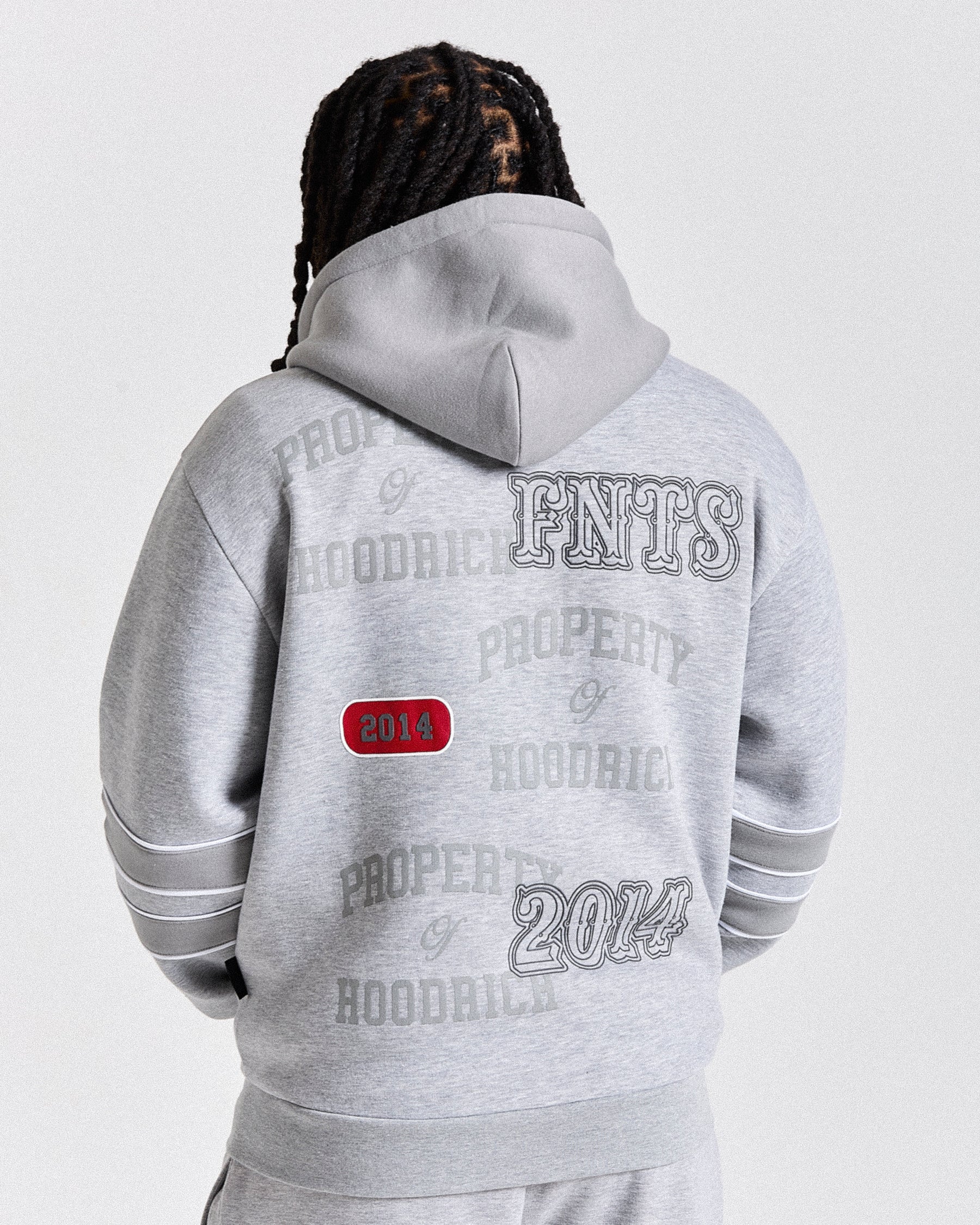 Varsite Oversized Zip Hoodie - Grey/White