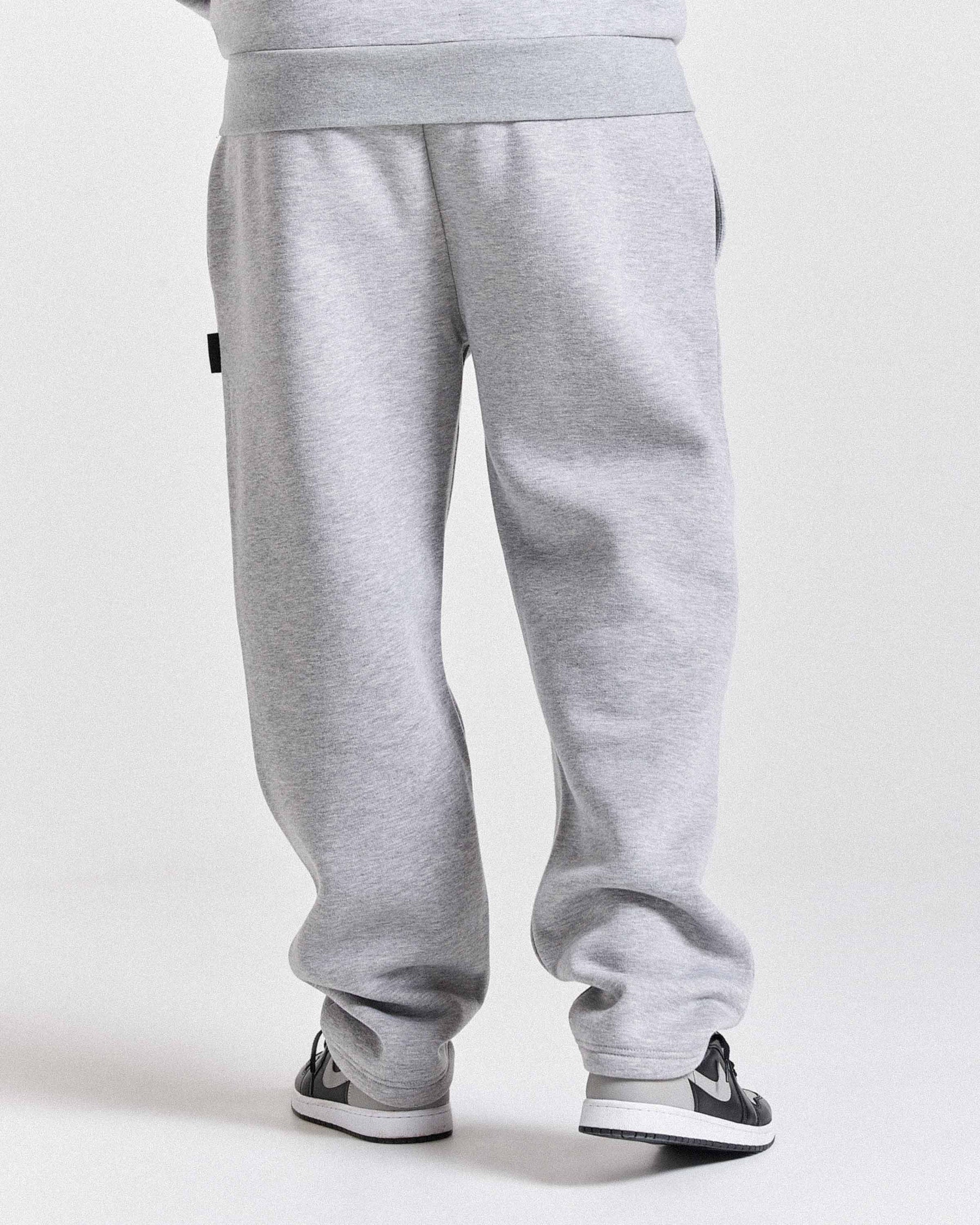 Varsite Oversized Wide Leg Joggers - Grey/White