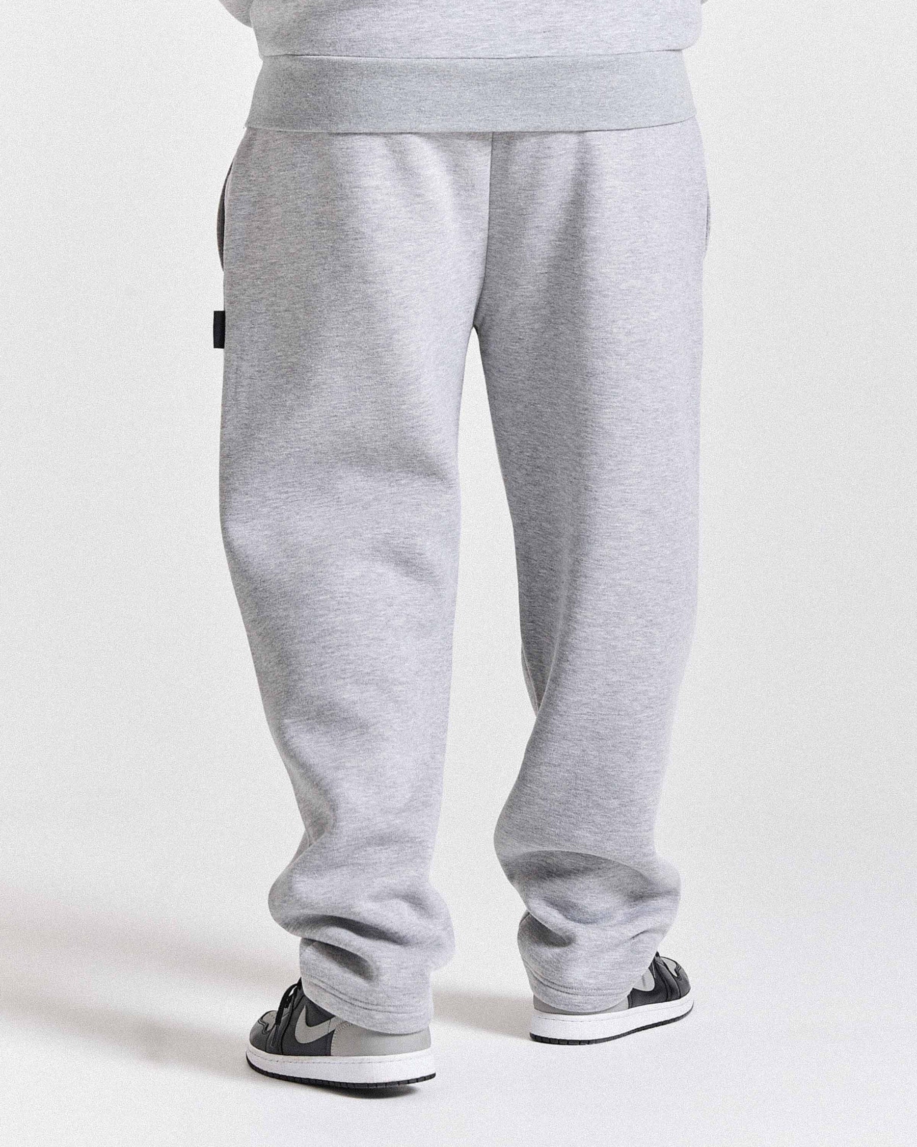 Varsite Oversized Wide Leg Joggers - Grey/White