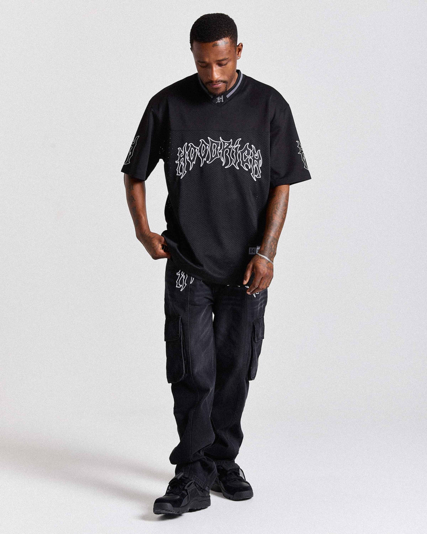 Spectral Oversized Mesh Jersey - Black/White