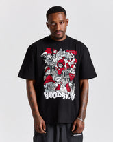 Mural Oversized T-Shirt - Black/Red