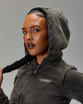 The Winner's Circle Token Slim Zip Hoodie - Washed Black