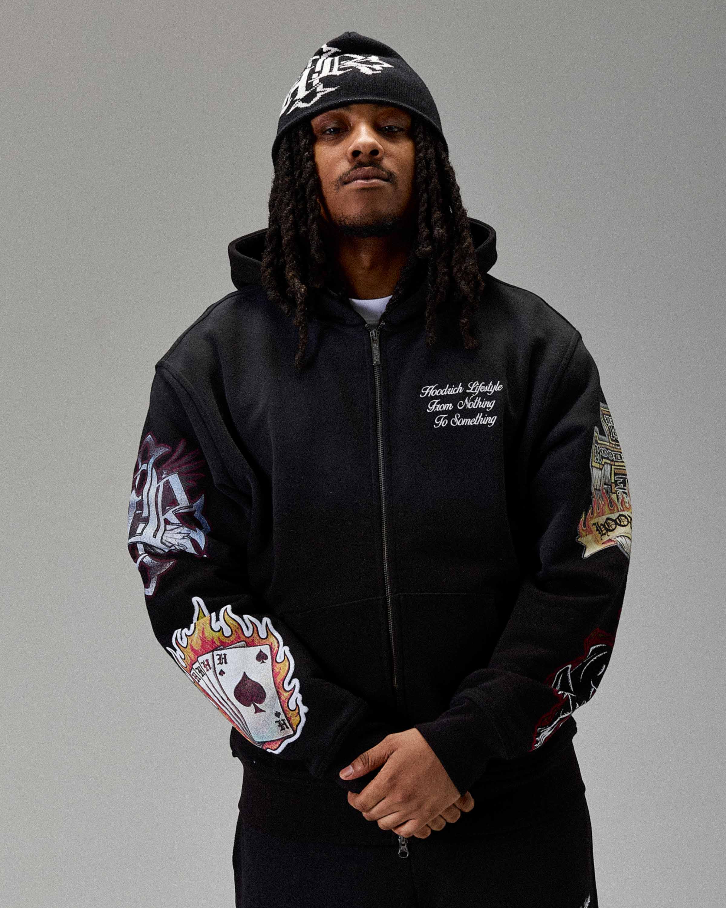 パーカー syre hoodie and pants The Winner's Circle Phase Oversized Zip Hoodie - Black