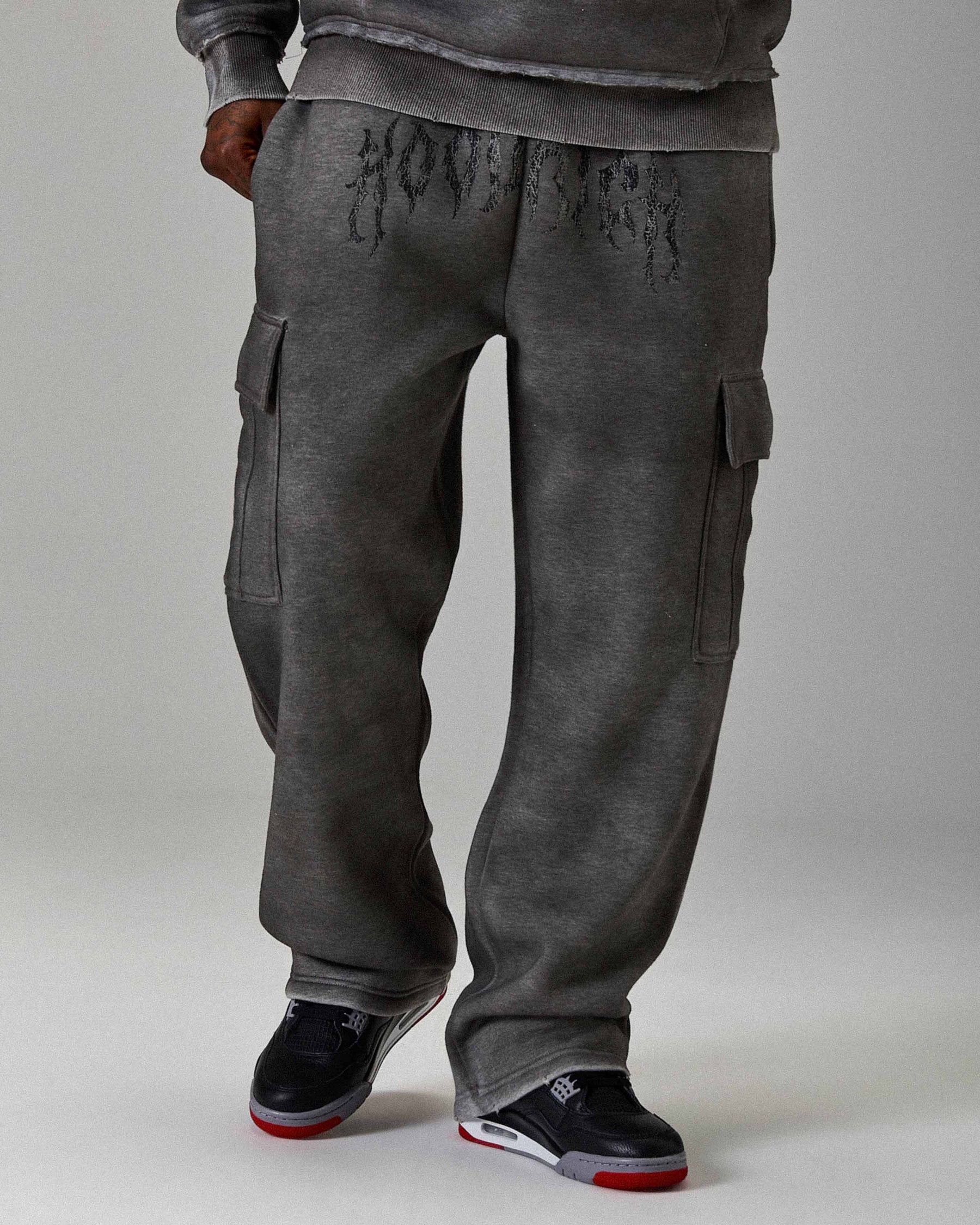 The Winner's Circle Hazy Oversized Open Hem Joggers - Grey