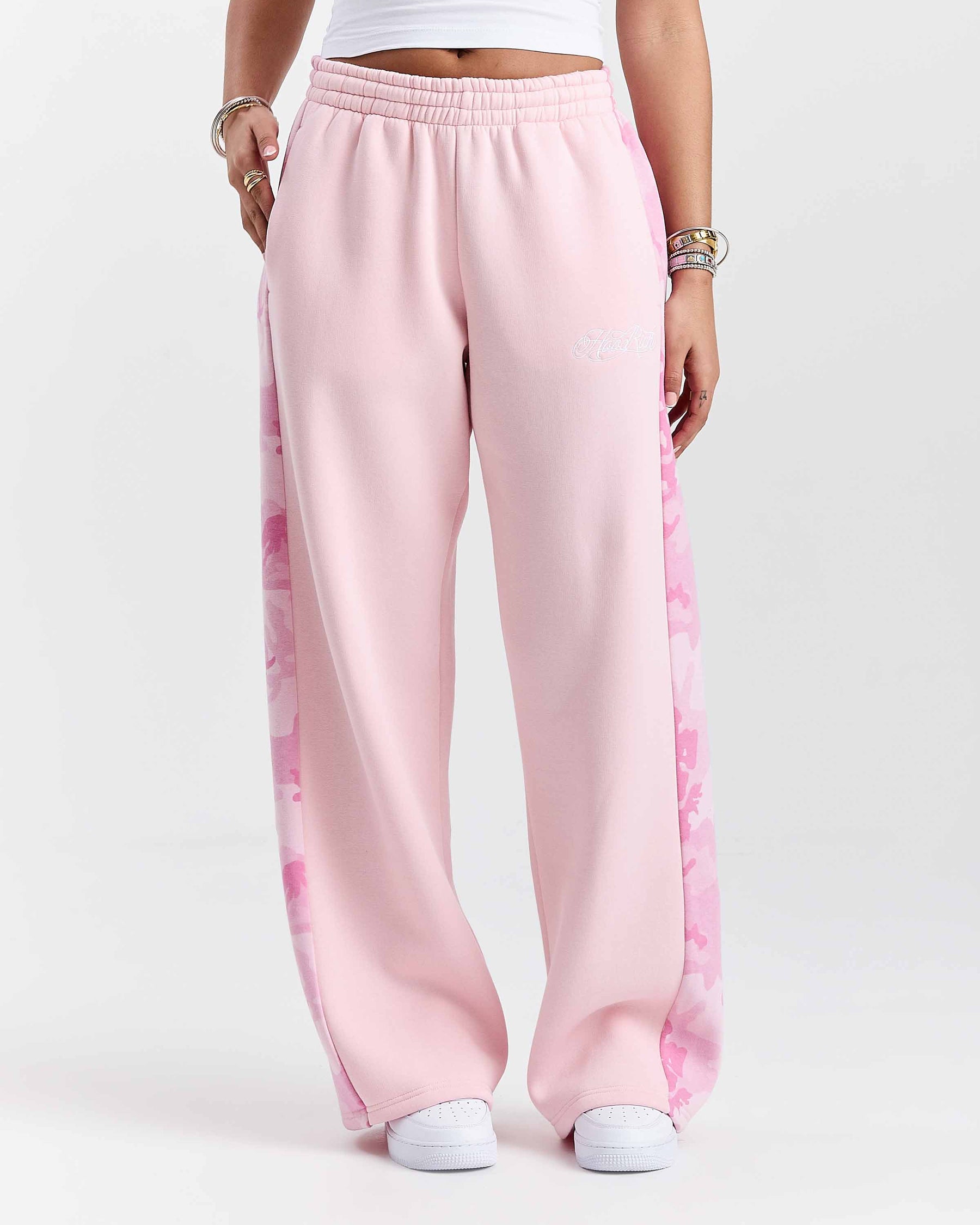 Field Oversized Wide Leg Joggers - Pink/White/Camo