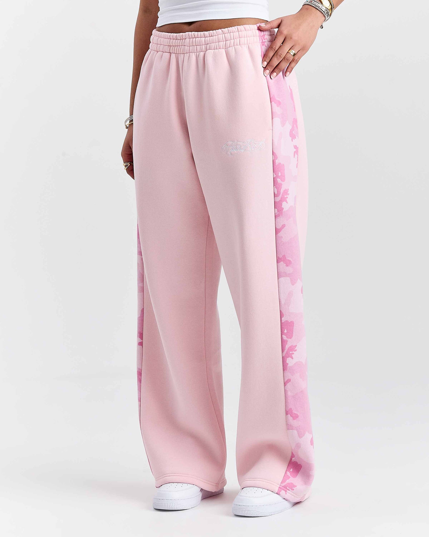 Field Oversized Wide Leg Joggers - Pink/White/Camo