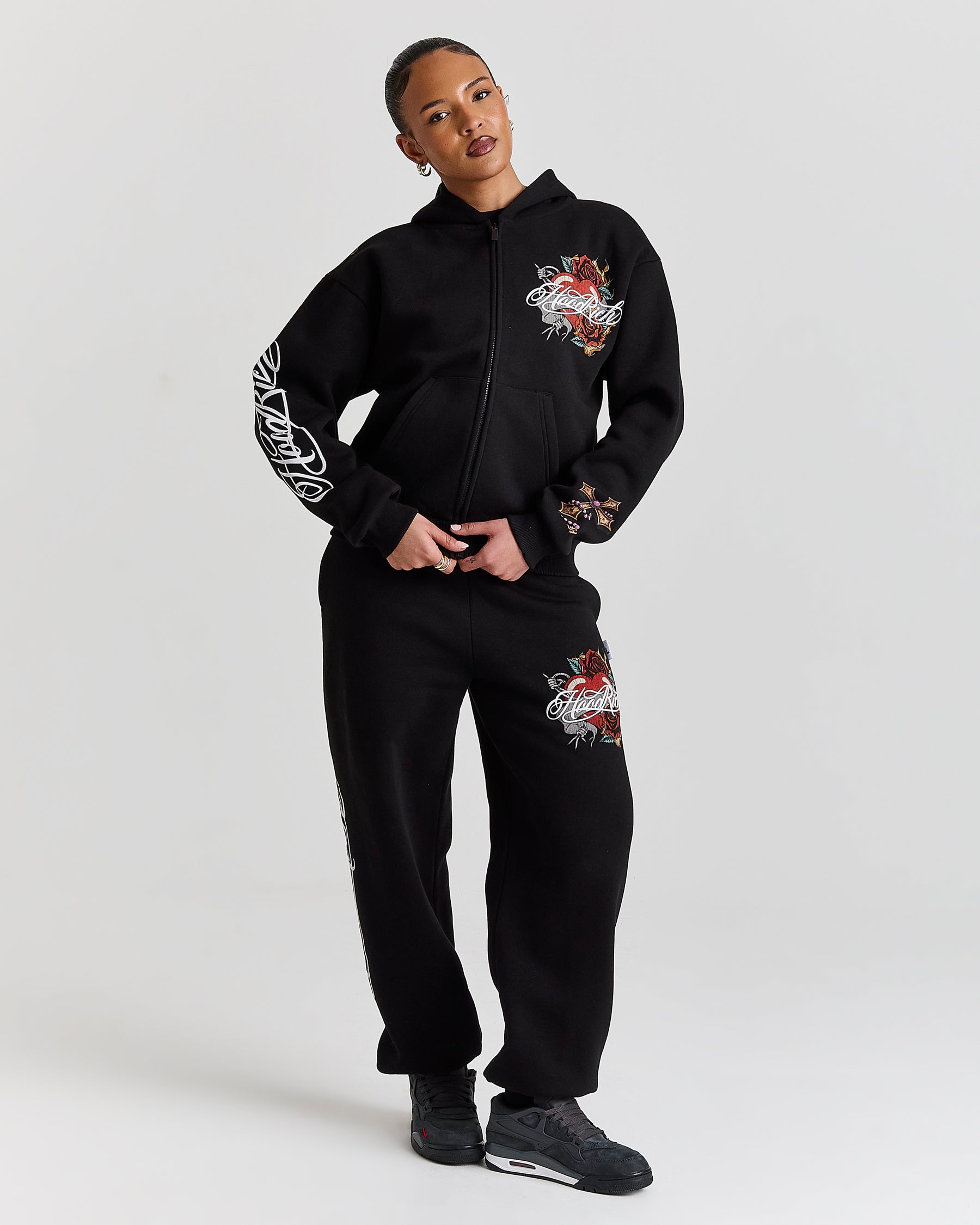 Vox Mid Length Zip Hoodie - Black/Red