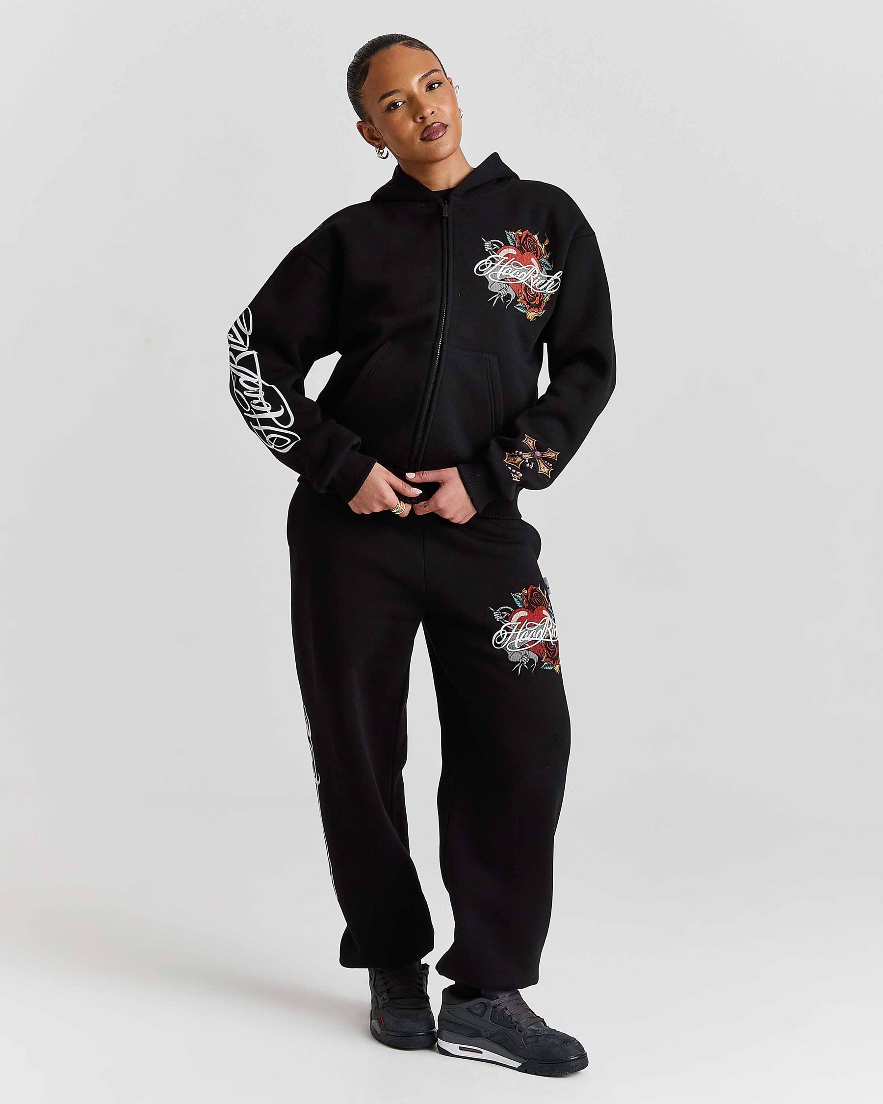 Vox Mid Length Zip Hoodie - Black/Red