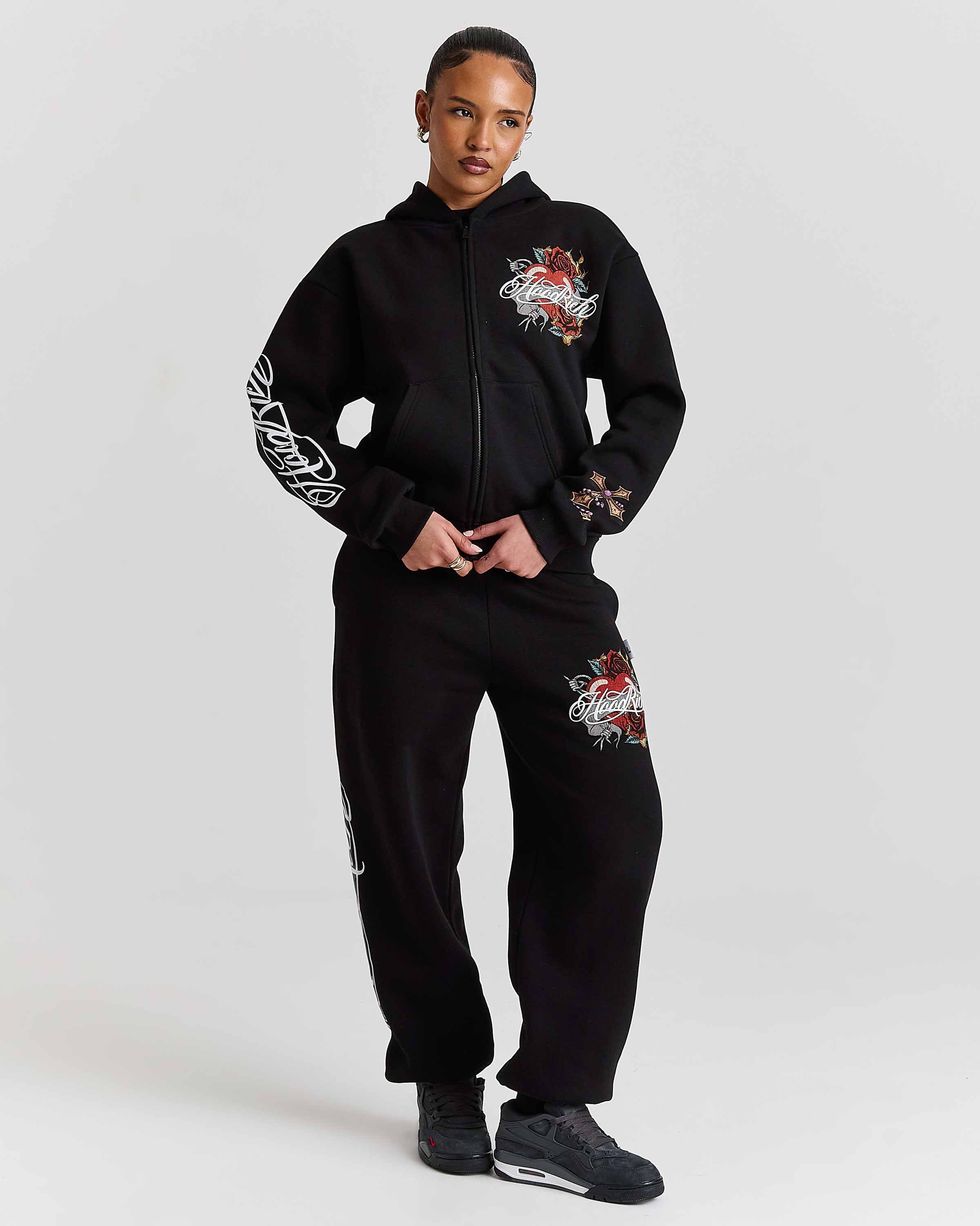 Vox Mid Length Zip Hoodie - Black/Red