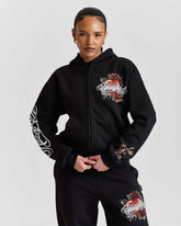 Vox Mid Length Zip Hoodie - Black/Red
