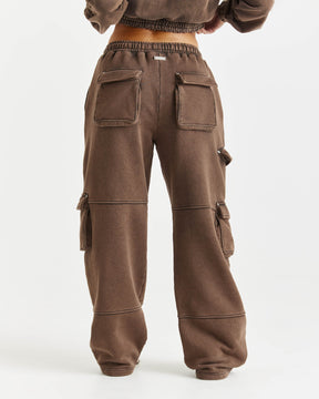 Collision Oversized Wide Leg Joggers - Brown