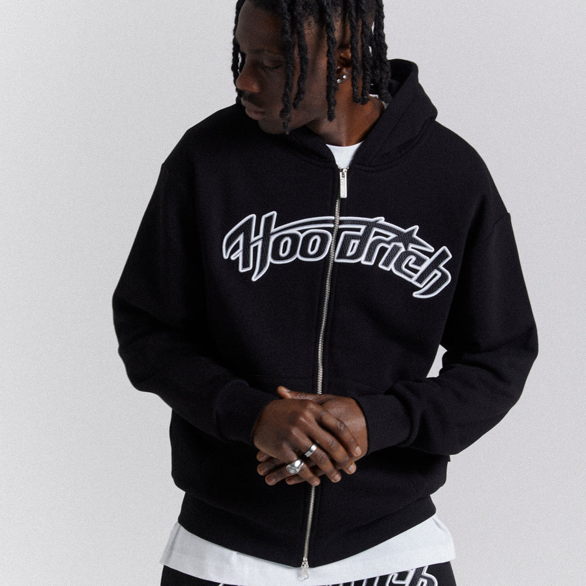 Galaxy Oversized Zip Hoodie - Black/White