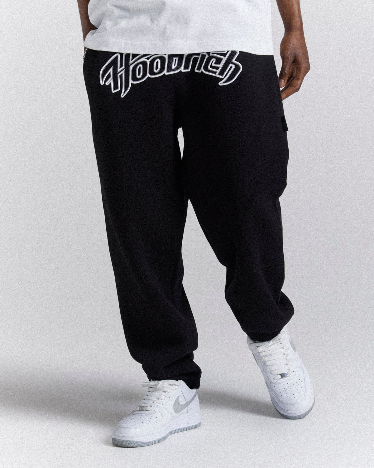 Galaxy Παντελόνι Φόρμας Oversized με Ανοιχτό Τελείωμα - Μαύρο/Λευκό/Κόκκινο