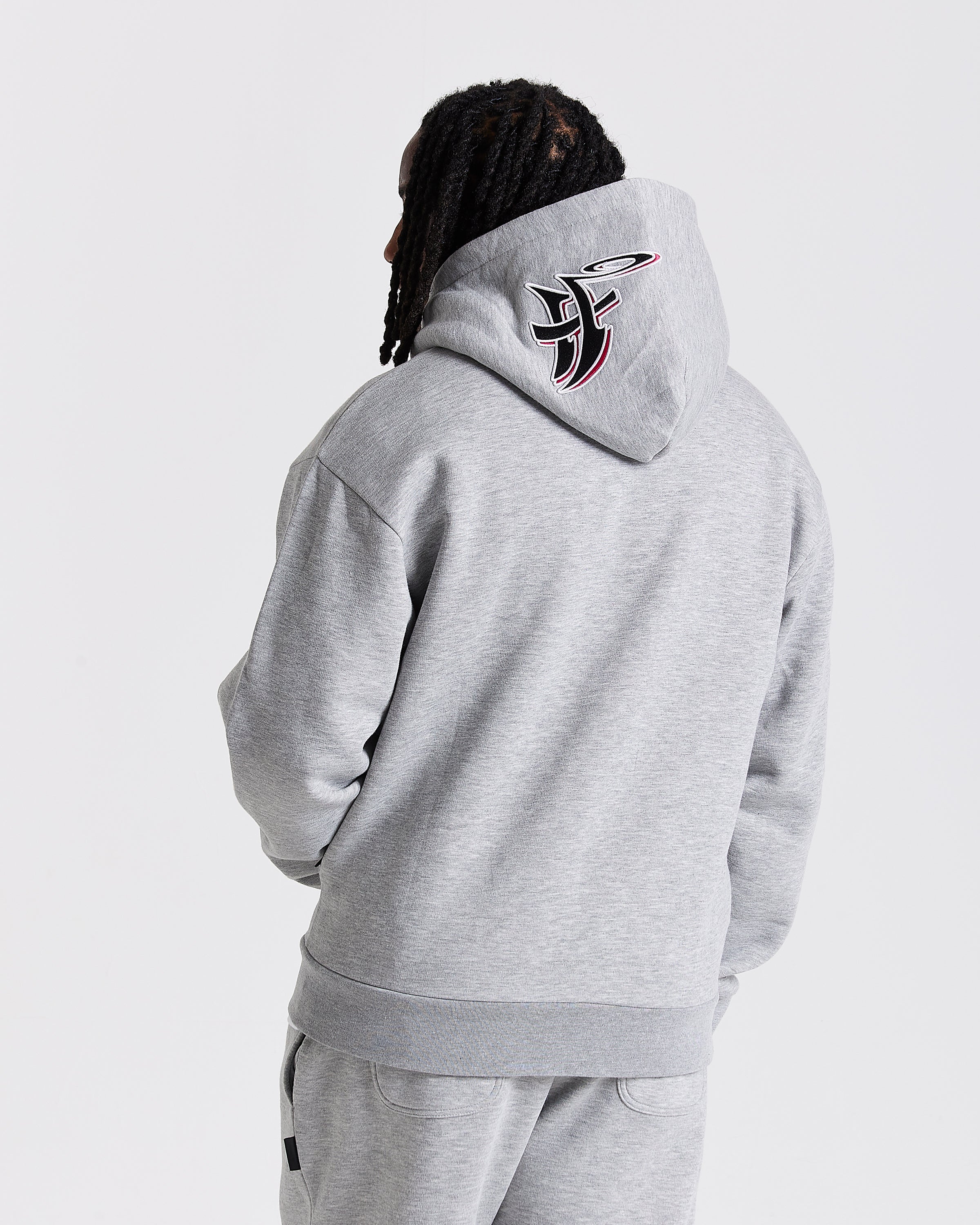 Graff Oversized Zip Hoodie - Grey/Black/Pink