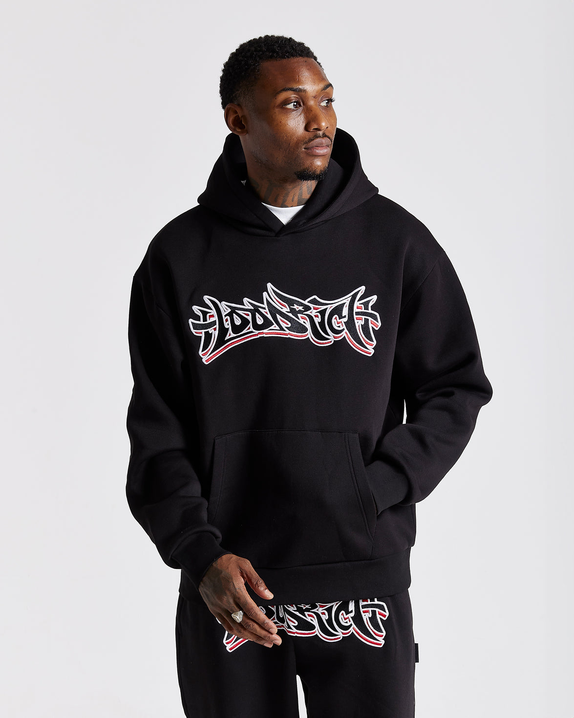Graff Oversized Hoodie - Black/White/Red