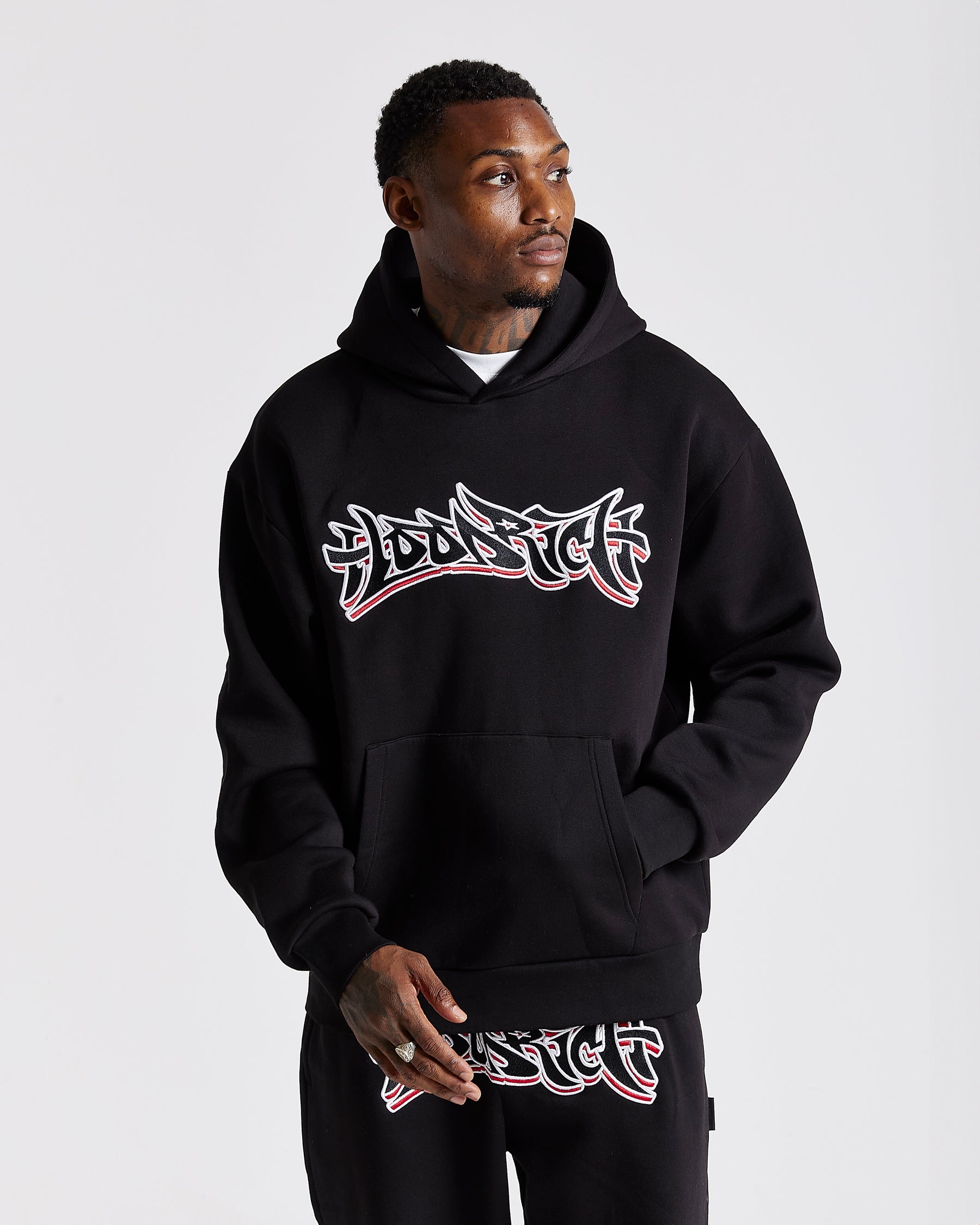 Graff Oversized Hoodie - Black/White/Red
