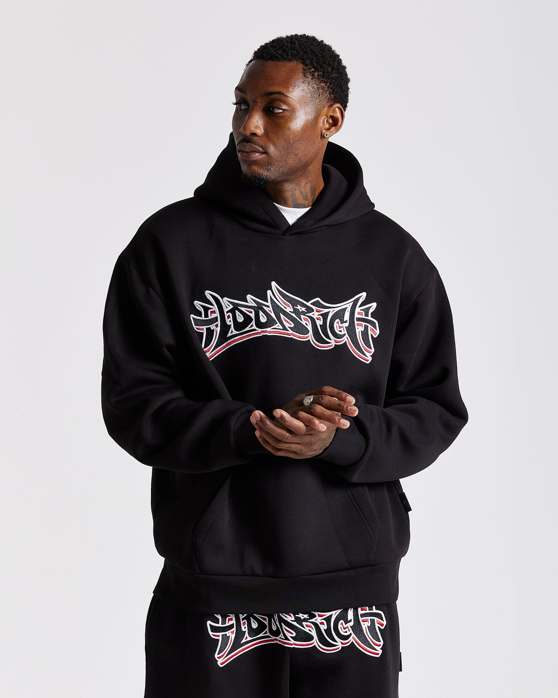 Graff Oversized Hoodie - Black/White/Red